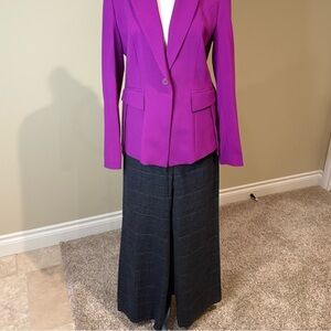 Le Chateau Pants Trousers Black Plaid Fuchsia Lines Flare Lined Women’s Sz9/10